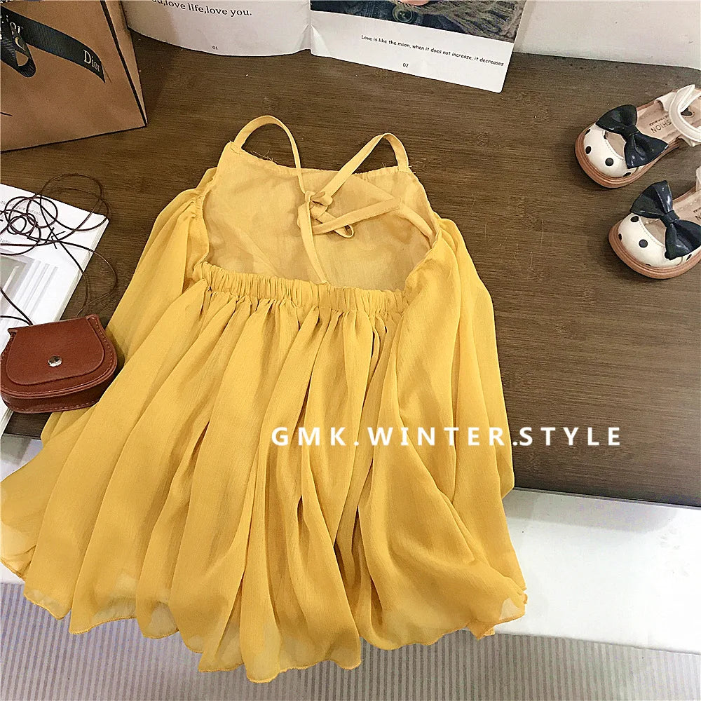 Girls Casual Dresses Halter Sleeveless Dress Kids Clothes Girls Summer Dress Party Dress for Kids Girl 2 To 7 Years