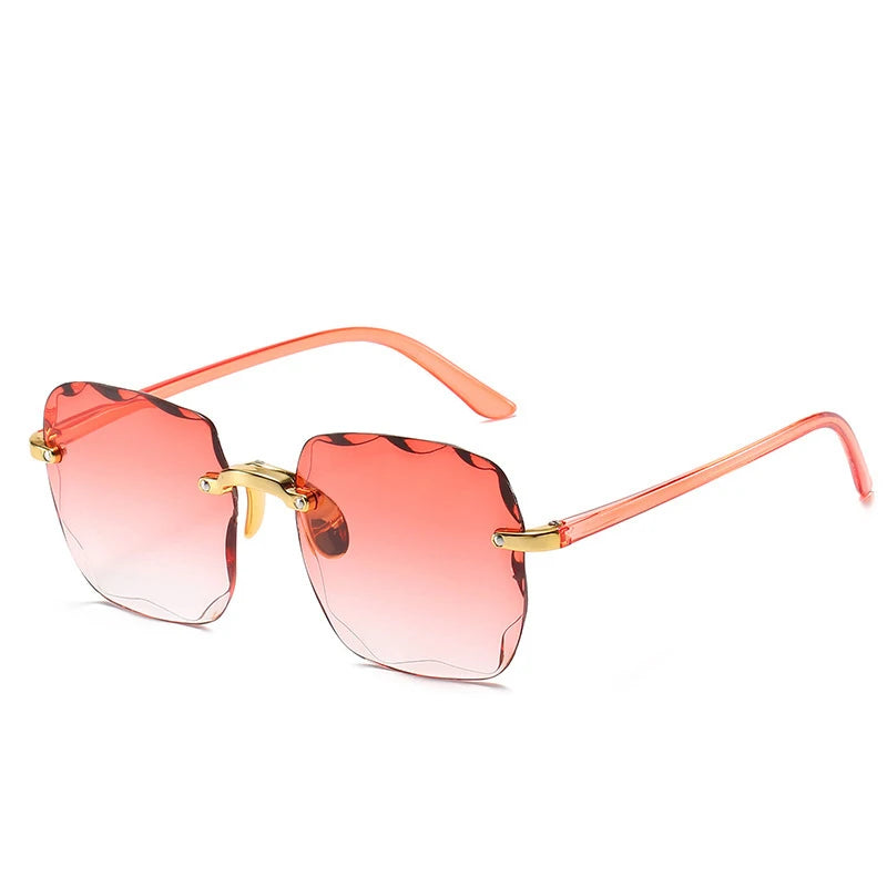 Sunglasses For Women ladies Rimless Sun glasses Diamond cutting Lens Brand Designer Ocean Shades Vintage female glasses eyewear