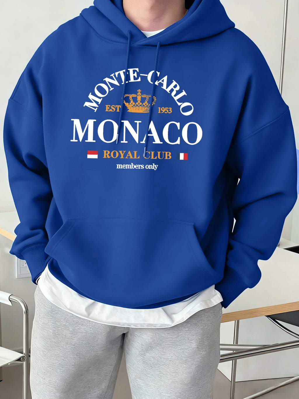 Monte-Carlo Monaco Printing Men Fashion Hoody Basics Comfortable Sweatshirts Casual Fleece Tops Oversized Street Sportswears