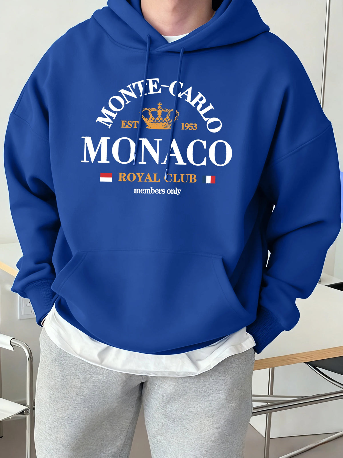 Monte-Carlo Monaco Printing Men Fashion Hoody Basics Comfortable Sweatshirts Casual Fleece Tops Oversized Street Sportswears