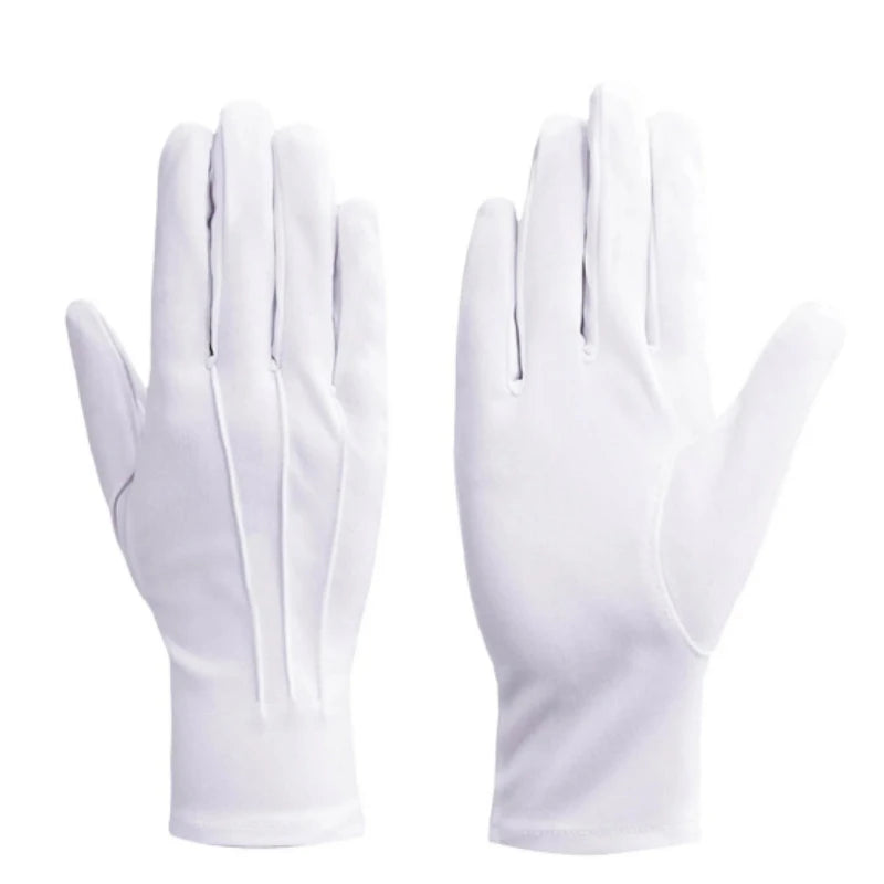 White Cotton Gloves for Men Formal Tuxedo Uniform Gloves Honor Guard Parade Ceremony Costume Cosplay Coin Jewelry Butler Glove