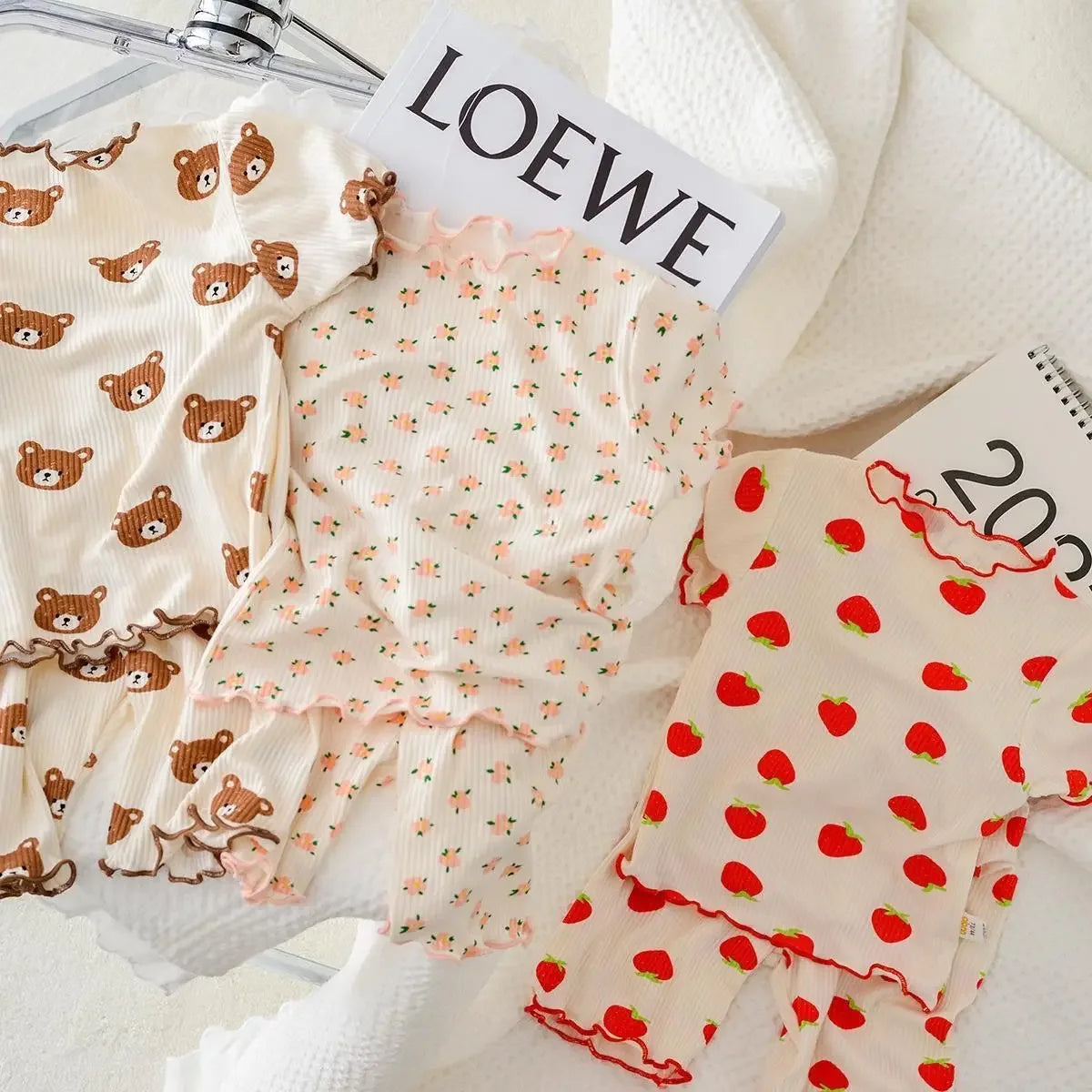 Korean-Inspired Baby Pajamas - Minimalist Dot Print PJ Set, Organic Cotton Summer Sleepwear for Infant Girls