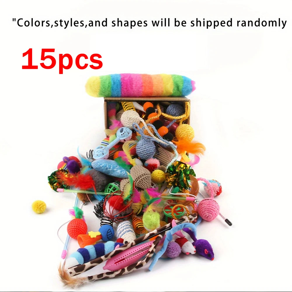 100 Styles Mixed Pet Toy Set, Random Assorted Interactive Cat & Dog Toys, Variety Chew Squeaky Play Toys for Small Pets