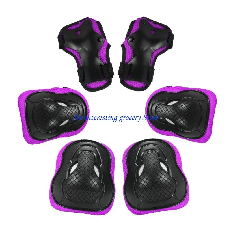 652D 6Pcs Kids Outdoor Sport Gear Set for Roller Skating Scooter Skateboard Cycling with Skating Knee Guard Elbow Hand Pad