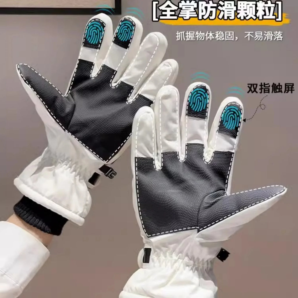 1 Pair Skiing Gloves For Men And Women Thickened Windproof Warm Gloves Outdoor Touchscreen Sports Gloves Soft Plush Mittens 2025