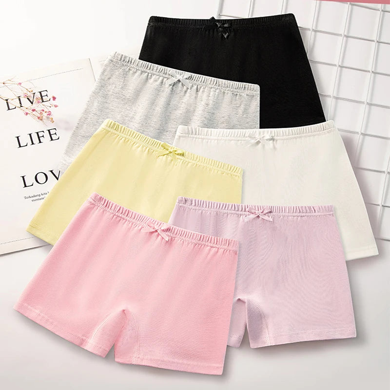 Kids Girls Panties 4 Pcs Soft Cotton Breathable Safety Pants Solid Color Underpants Four Seasons Fashion Leggings For 2-13 Years