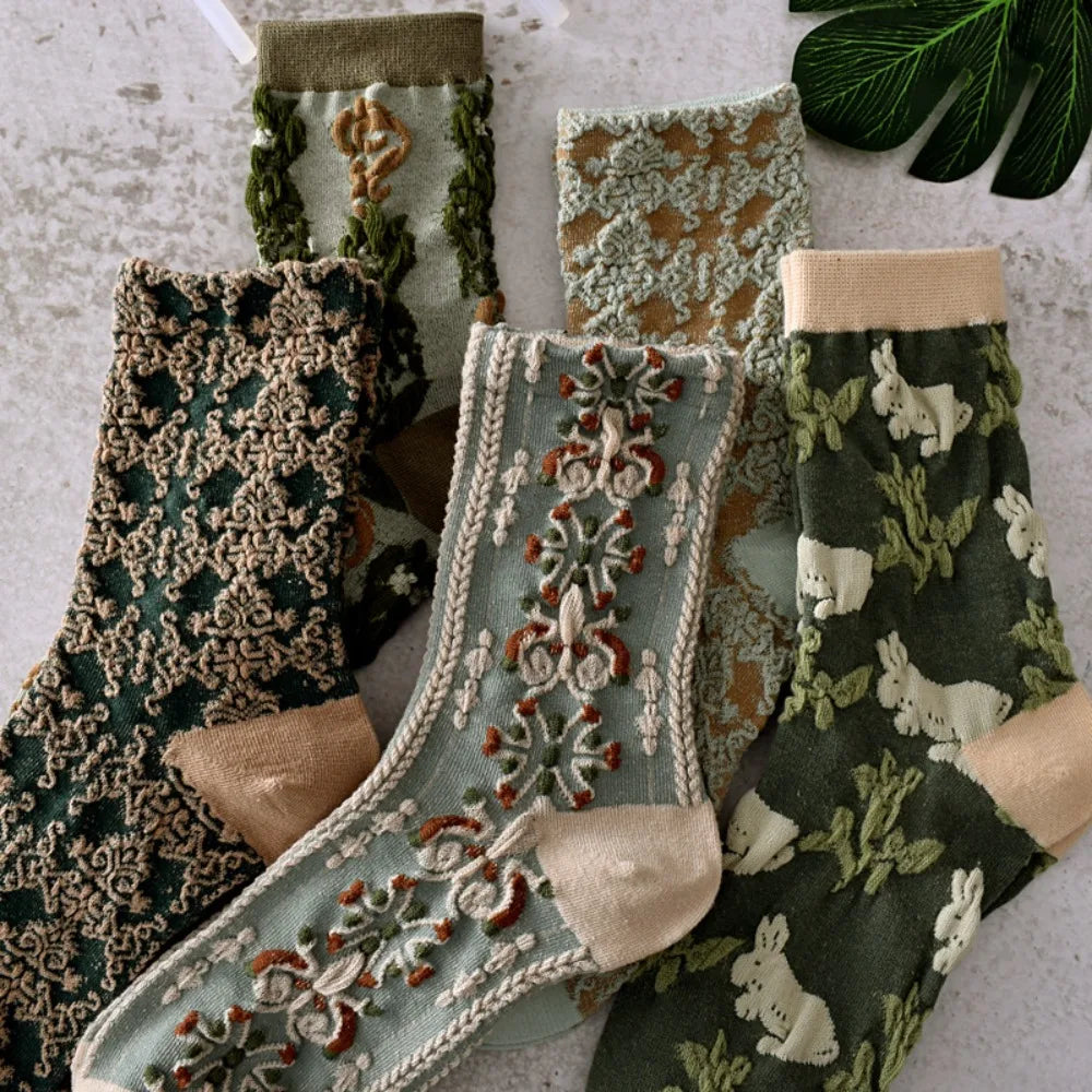 Classical Women's Socks Flowers Dress Socks Girl's Famale Cute Socks Spring And Autumn Socks Socks for Women Fashion Cute Socks