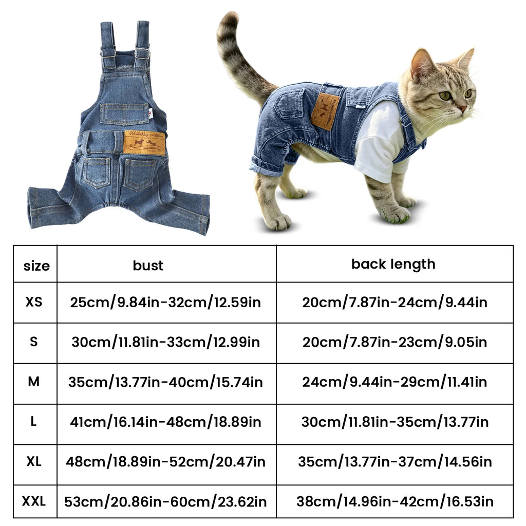Fashion Pet Clothes Spring Autumn Lightweight Dog Clothing Breathable Denim Dog Overalls Stylish Outfit for Small Dogs