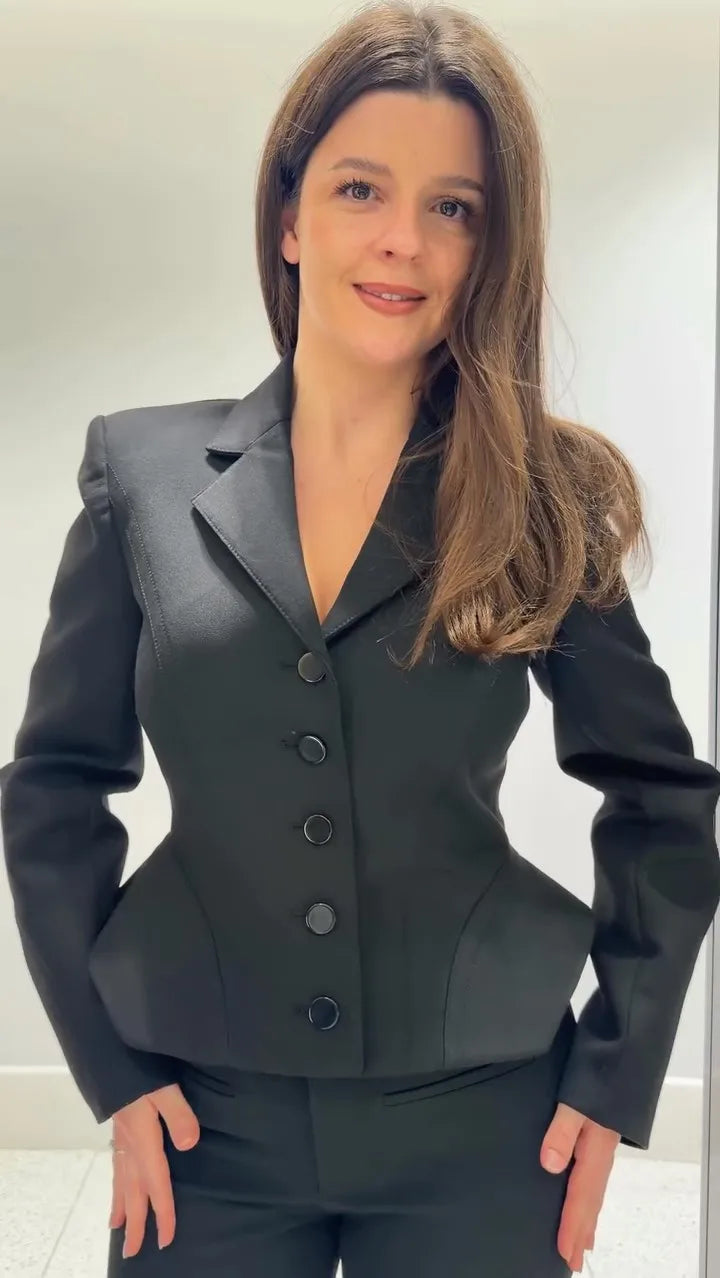 Elegant Single Breasted Jacket Women Slim Chic Lapel Full Sleeve Waist-closed Jacket Female 2026 Fashion Solid Outwear Lady