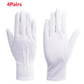 2/4Pairs White Cotton Gloves for Women Men Waiters Drivers Jewelry Workers Mitten Full Finger Anti Slip Hand Protector
