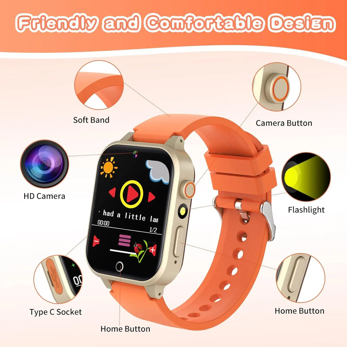 Kids Games Smart Watch for Age 5-12 Kids Gifts with 26 Games fun photo taking Music Player Pedometer Flashlight etc.
