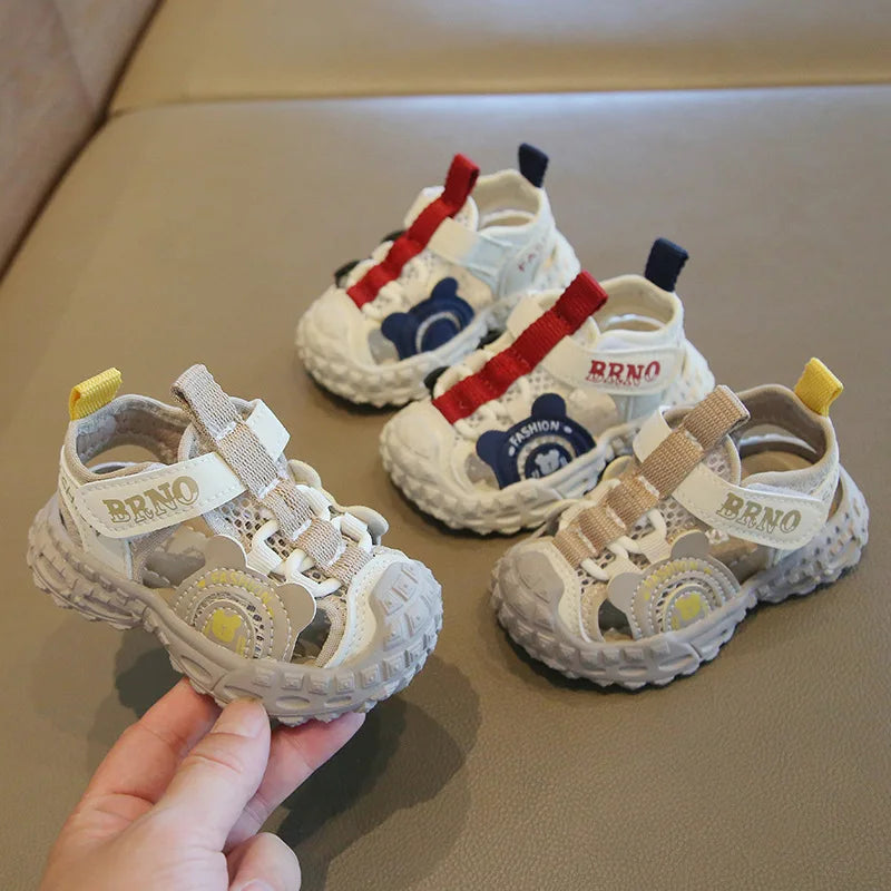 Children's Sports Sandals 1-4 Years Old Blue Hollow Breathable Boys Girls Casual Shoes Light Purple Soft Non-slip Kids Sneakers