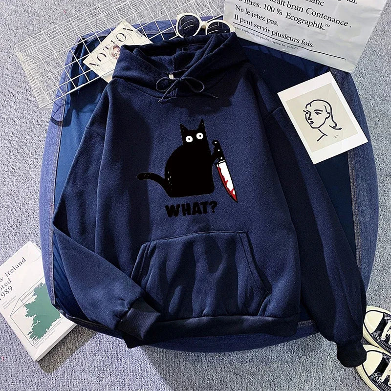 Cute Cat Print Hoodie for Woman 2025 Hot Sale Hooded Long Sleeve Pullover Autumn Girl Home Outdoor Comfort Casual Sweatshirt