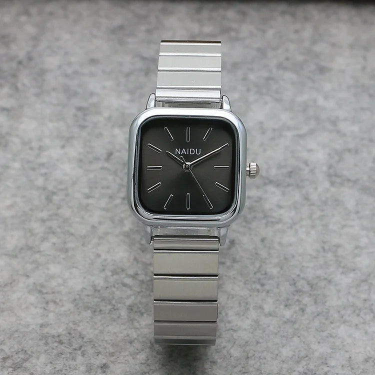 Women Quartz Watch Luxury Fashion Square Sliver Case Band Roman Numerals Dial Female Watches Niche New Ladies Dress Wristwatch
