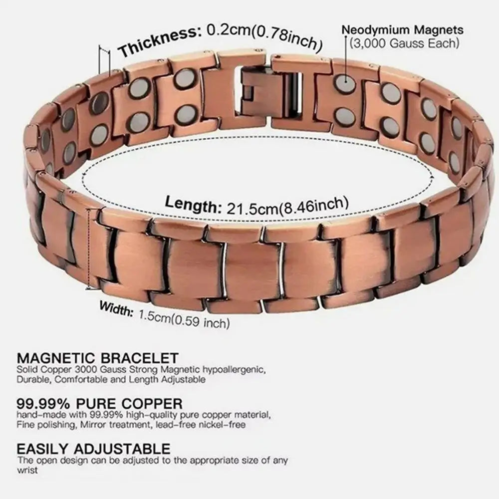 Magnetic Bracelets for Men Pure Copper Magnetic Bracelet Jewelry Arthriti s Pain Relief Jewelry Accessories for Running Sports