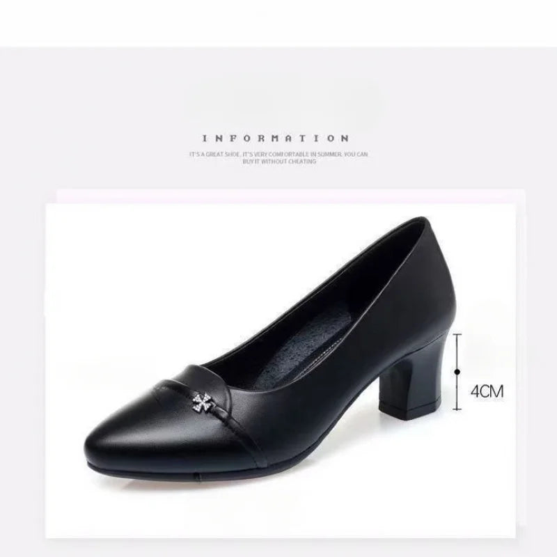 Fashion Women's Loafers 2026 New:Comfortable Mid Heel Pointed Toe Work Pumps,Chunky Heel Patent PU Leather Slip On Office Shoes