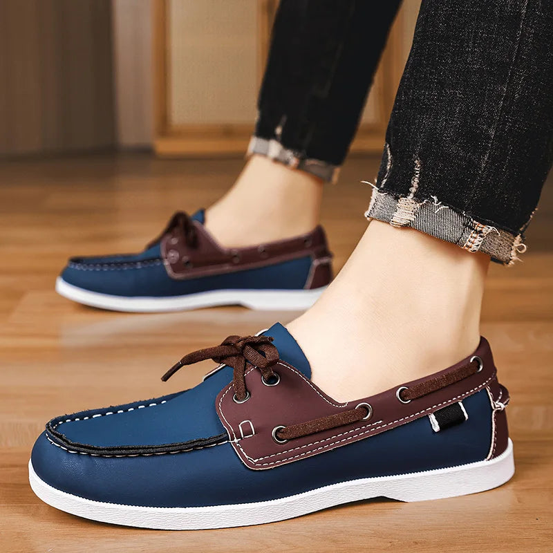 Men Loafers Design Boat Shoes PU Leather High Quality Comfortable Slip-On Soft Flat Versatile Trendy Driving Shoes Moccasins