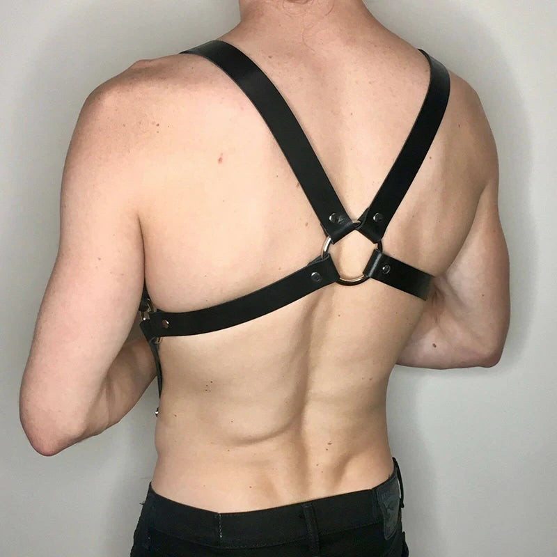 Leather Men Body Restraint Leather Harness Belts Straps Suspenders Braces Armor Costumes
