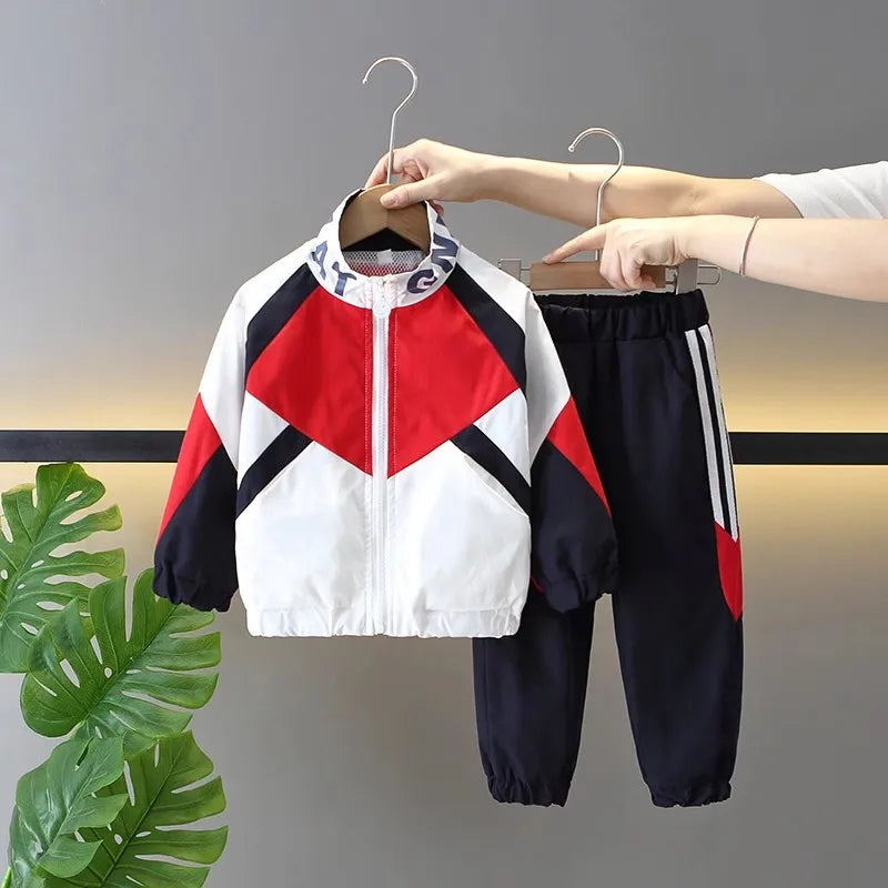 Boys and Girls Sports Set 2025 New Handsome Children's Coat+Pants 2-piece Set School Uniform Kids Outfits