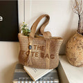 French style large capacity woven straw woven bag for women, new beach vacation shoulder bag, casual commuting tote bag