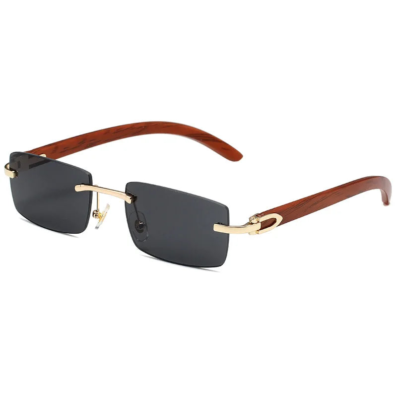 Sunglasses for Men 2026 Rimless Rectangle UV400 PC Frame Blue Lightweight Comfortable Vintage Shades HD Anti-glare Outdoor
