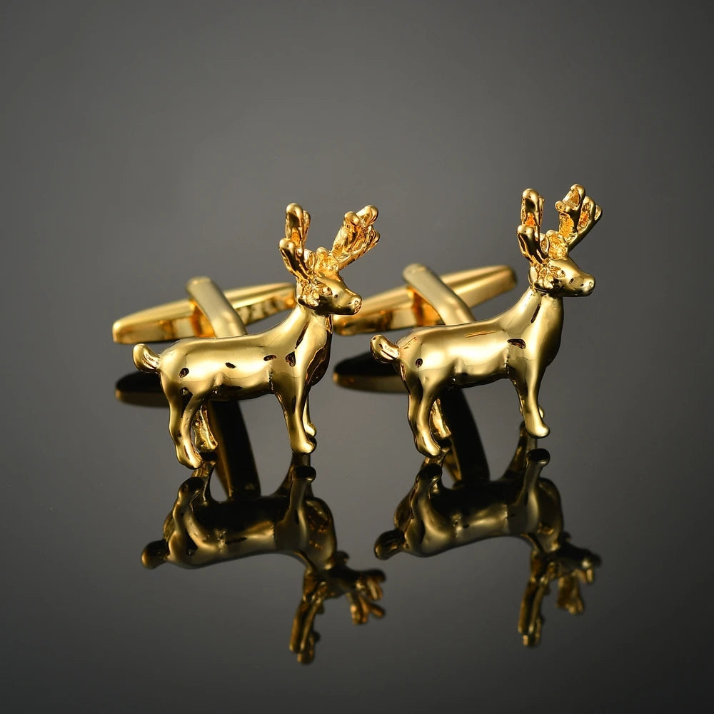 High Qualit Men's Jewelry Cufflinks Luxury Design Leather/Deer/Gold Bar/Fish/Bike Cufflinks French Shirt Gemelos