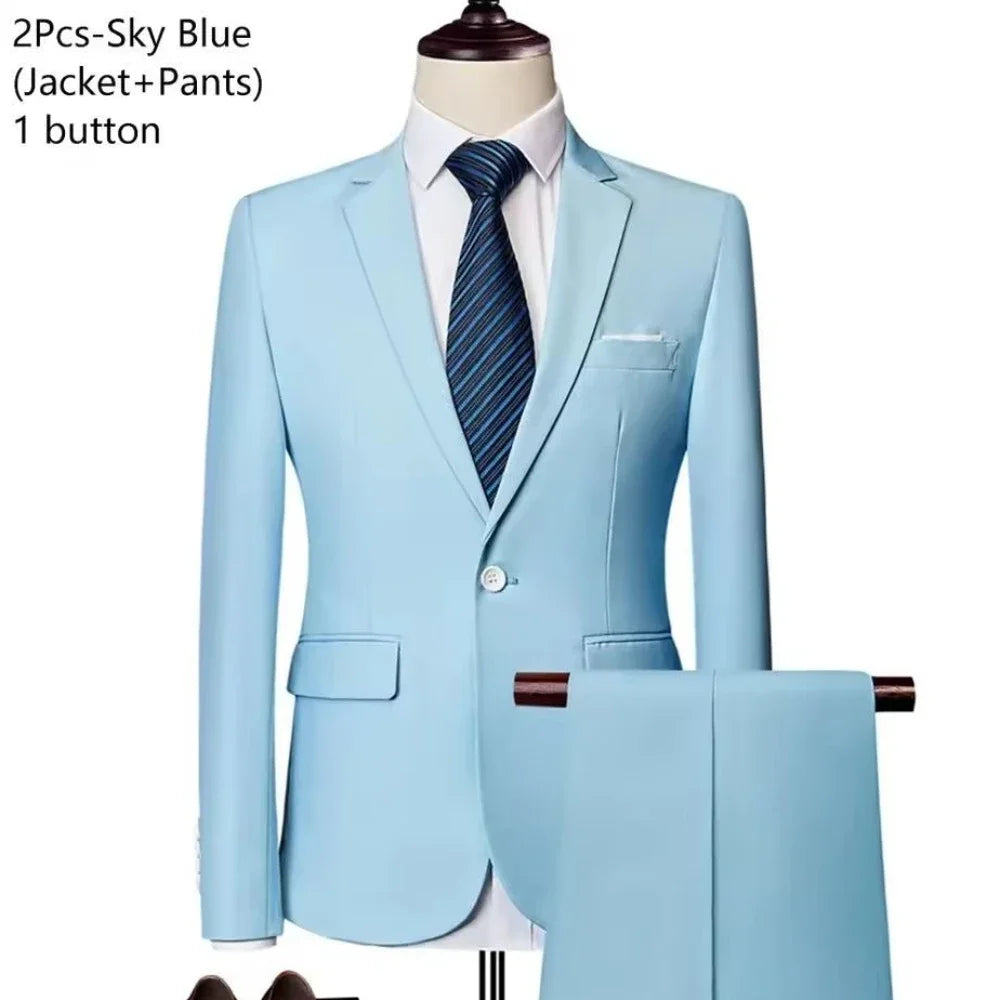Men Suits Set  2 Pieces Jackets Pants For Wedding Elegant Slim Fit Blazers Formal Outfit Fashion Classic Full 2025 Costume