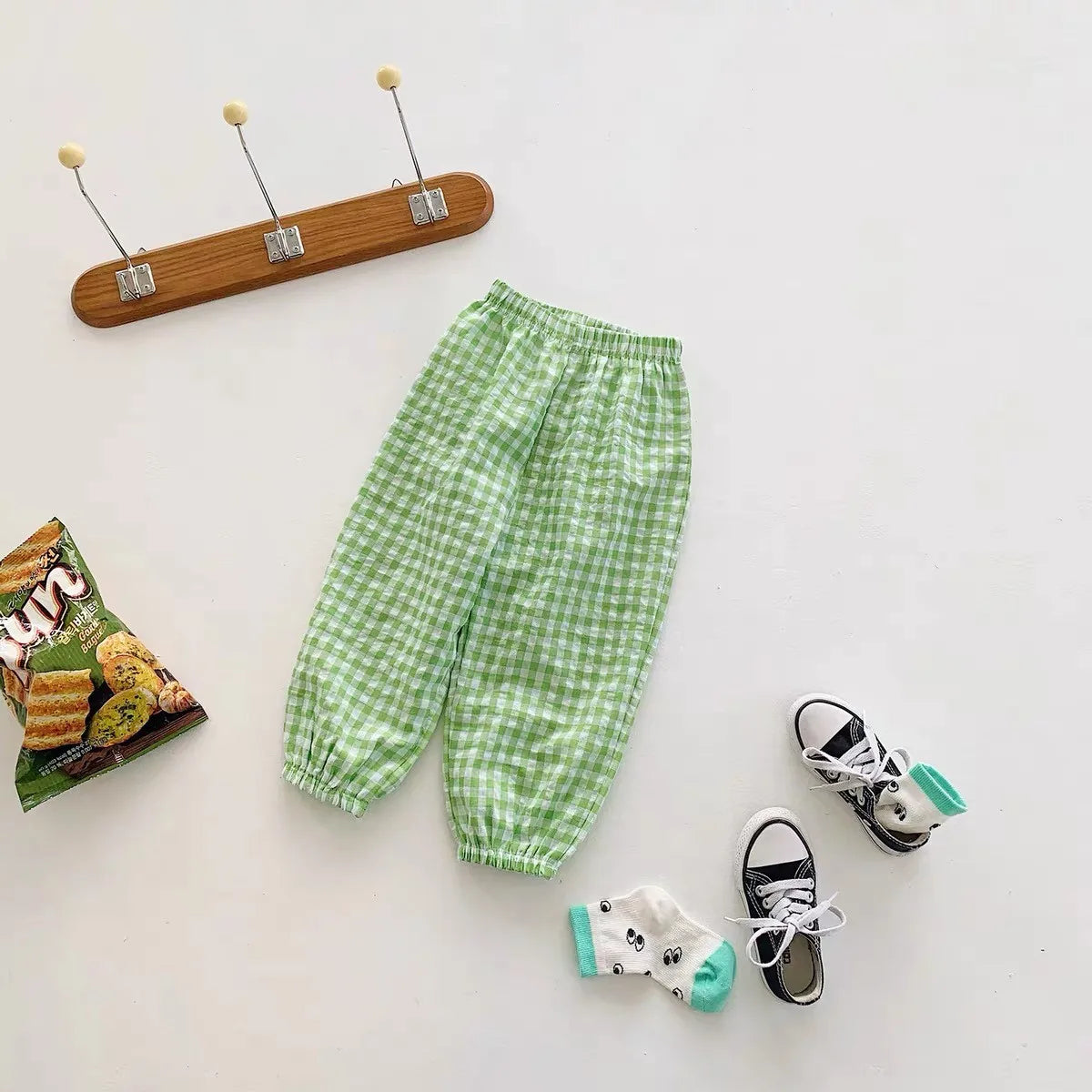 Summer Plaid Mosquito Proof Pants Outdoor Wear Baby Girls New Style Fashion Casual Loose Harlan Pants Children Thin Trousers