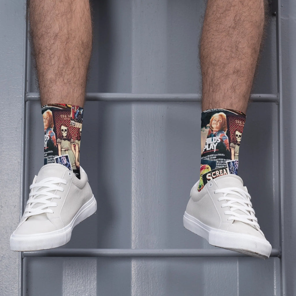 Horror Poster Collage Men's Socks Comfortable Warm Non-slip Street Hip-Hop Style Retro Fashion Socks Novelty Funny Happy Socks