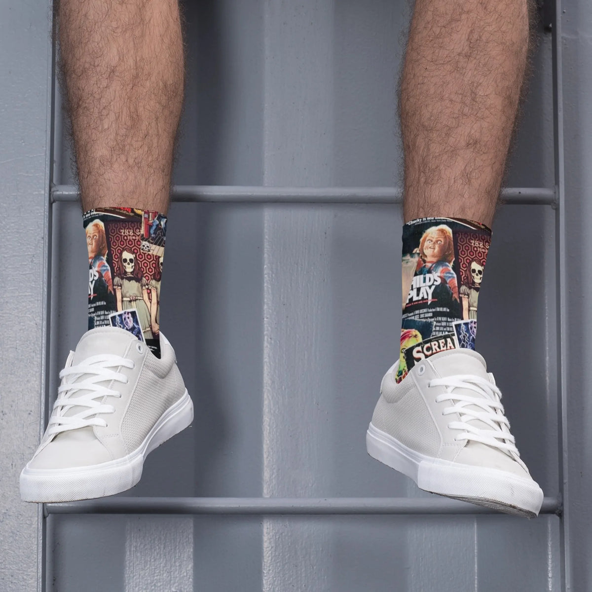 Horror Poster Collage Men's Socks Comfortable Warm Non-slip Street Hip-Hop Style Retro Fashion Socks Novelty Funny Happy Socks