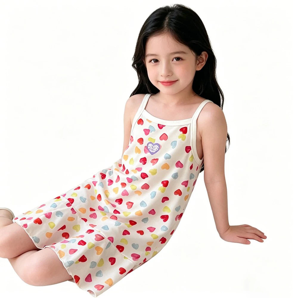 Cute Dress For Kids Girl Summer Dresses Children's Fashion Dress Thin Girls' Halter Children's Flower Polka Dot Plaid Nightgowns