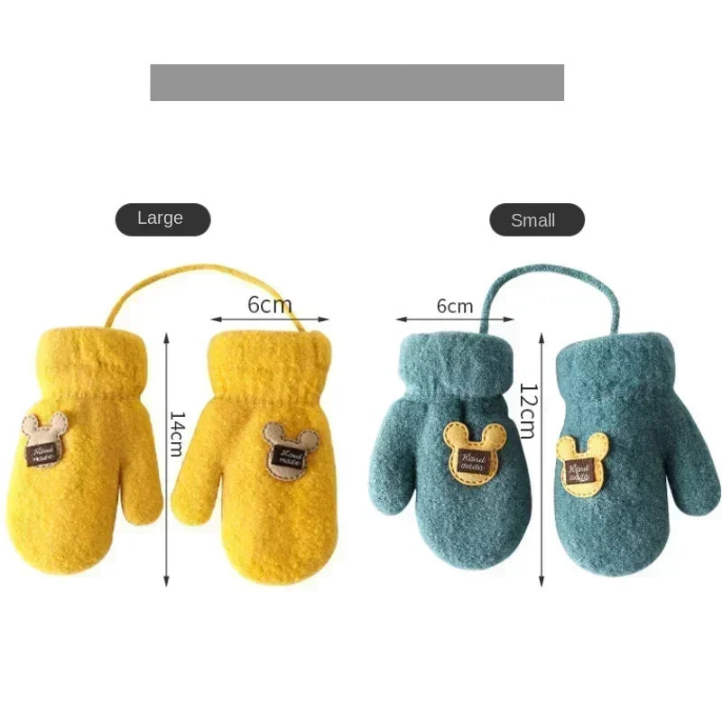 New 1-6 Years Old Baby Mittens Newborn Children Kids Winter Gloves Mohair Plush Thick Boys Girls Gloves Kids Accessories