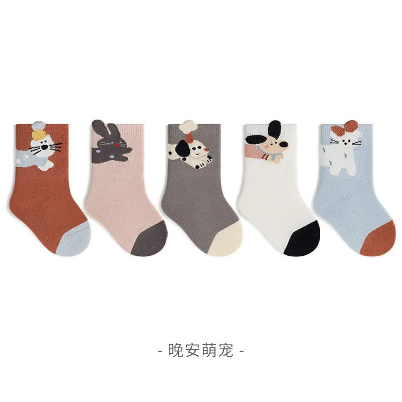 5 Pairs/Lot Boys Children Socks 0-12 Years Cartoons Baby Socks Soft Cotton Comfortable Toddler Kids Socks Girls Knee High Socks