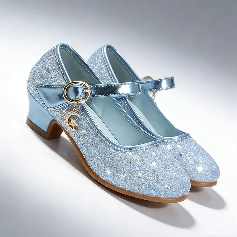 Fancy Little Girls Shiny Princess Dress Up Mary Jane Heels Halloween Cosplay Christmas Birthday Party Pageant Children's Shoes