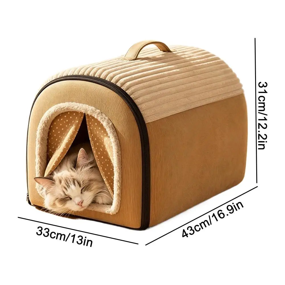 Winter Enclosed Pet Bed Thickened Portable Dog House & Cat Tent with Washable Bedding Needed Bed for Small Medium Large Dogs
