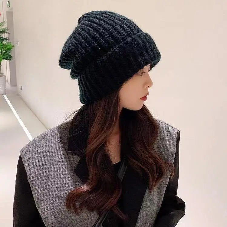 Fashion Hats Beige Green Black Women's hat Warm Winter hats Woman 2022 New In Stretch Beanie Warm Caps Women Steetwear Bonnets