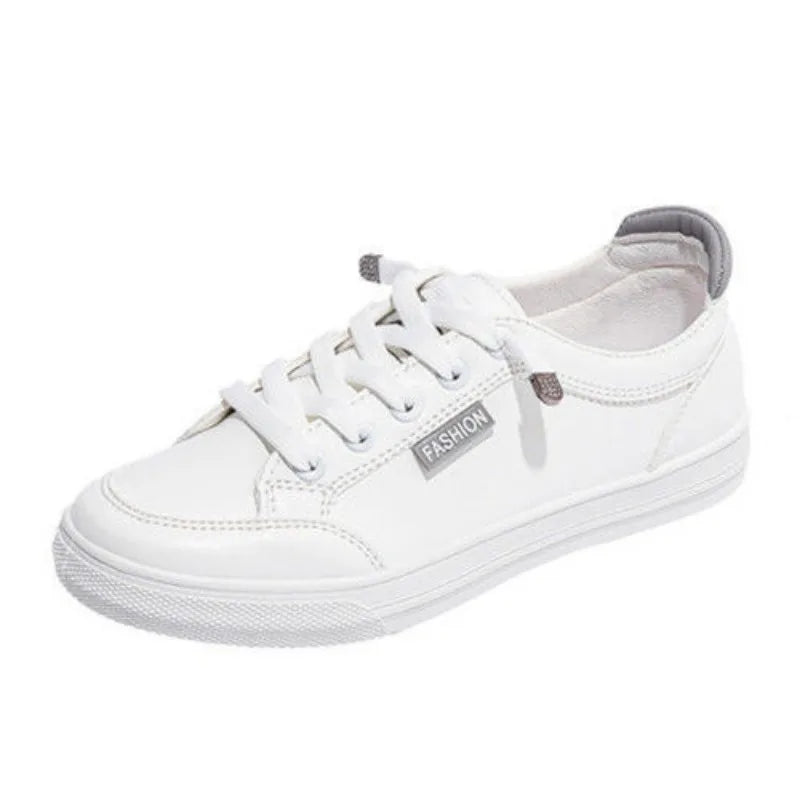 Outdoor Walking Trainers Women Running Shoes Summer Fashion White PU Leather Lace-Up Breathable Jogging Casual Sneakers De Mujer