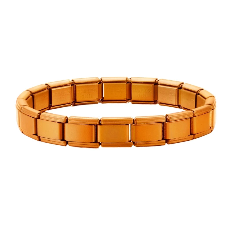 Men's Women's Jewelry DIY 9MM Width Italian Elastic Charm Bracelets Gold Silver Solid Color Stainless Steel Fashion Bangle Basic