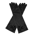 Children Long Gloves Princess Dance Performance Stage Gloves Satin Sequins Bow Glove Solid Full Finger Mittens Birthday Gifts