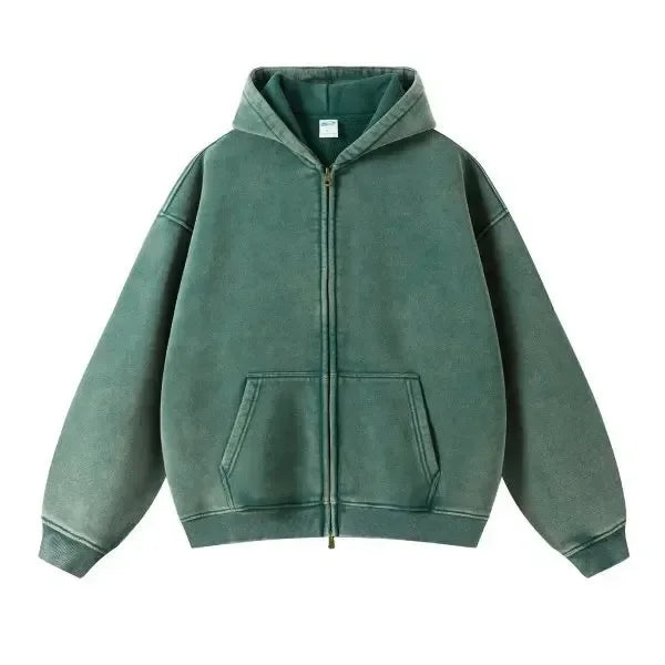 DAVIDSHAO Hoodies Oversized Unisex Acid Wash Hoodie EU US Size 350g Heavyweight Fleece Vintage Sweatshirt Men Women Streetwear