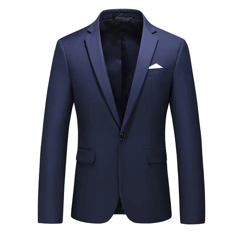 Green Men's Suit Jacket, Single Button V-neck Dress Coat, Fashion Men Slim Blazer, Suitable for All Seasons Terno Masculino