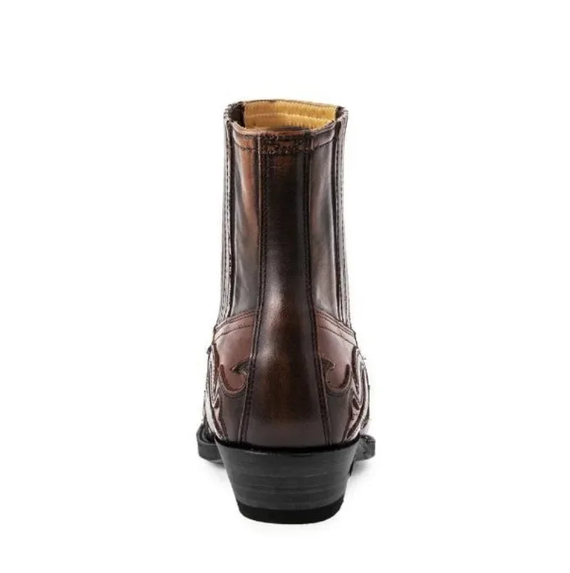 New Men's Boot Handmade Wedge Ankle Boots for Men Western Cowboy Boots Unisex Men's Leather Shoes Hard-Wearing