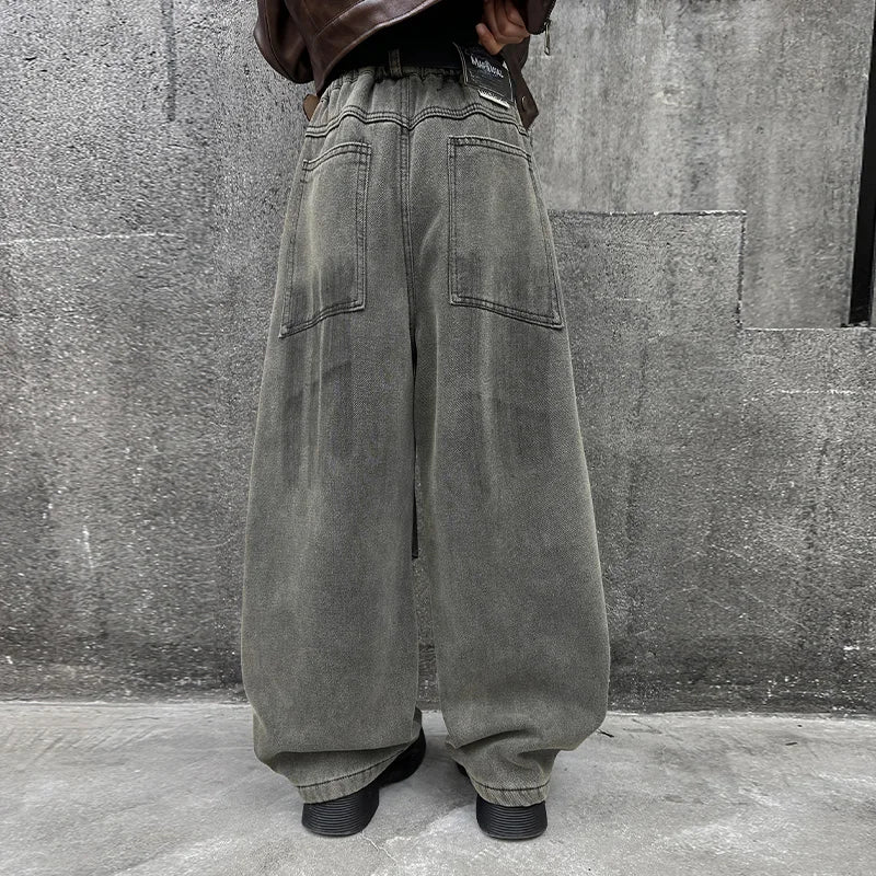 Kids Luxury Distressed Baggy Jeans with Belt for Boys And Girls Heavy Industry Denim Cargo Pants Children High Quality Trousers