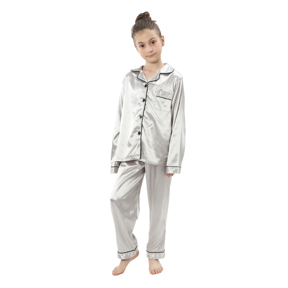 Christmas Pajamas for Boys Girls Red Green Gold Pijamas 2-13 Years Kids Sleepwear Children Satin Pyajams Toddler Silky Nightwear