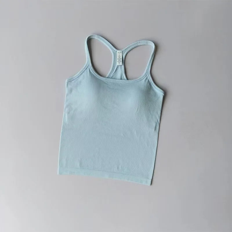 Women's Yoga Wear Sports Bra Shockproof Push-Up Fitness Clothing with Padded Chest Running Outerwear Pilates Tank Top