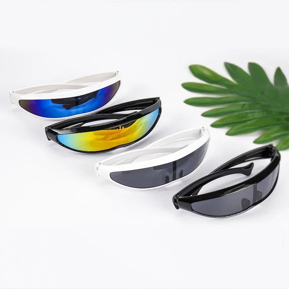 Conjoined Lens Sunglasses Men Women Fishtail Design X Laser Dolphins Mirror Glasses Windproof Goggles Space Robots Eyewear UV400