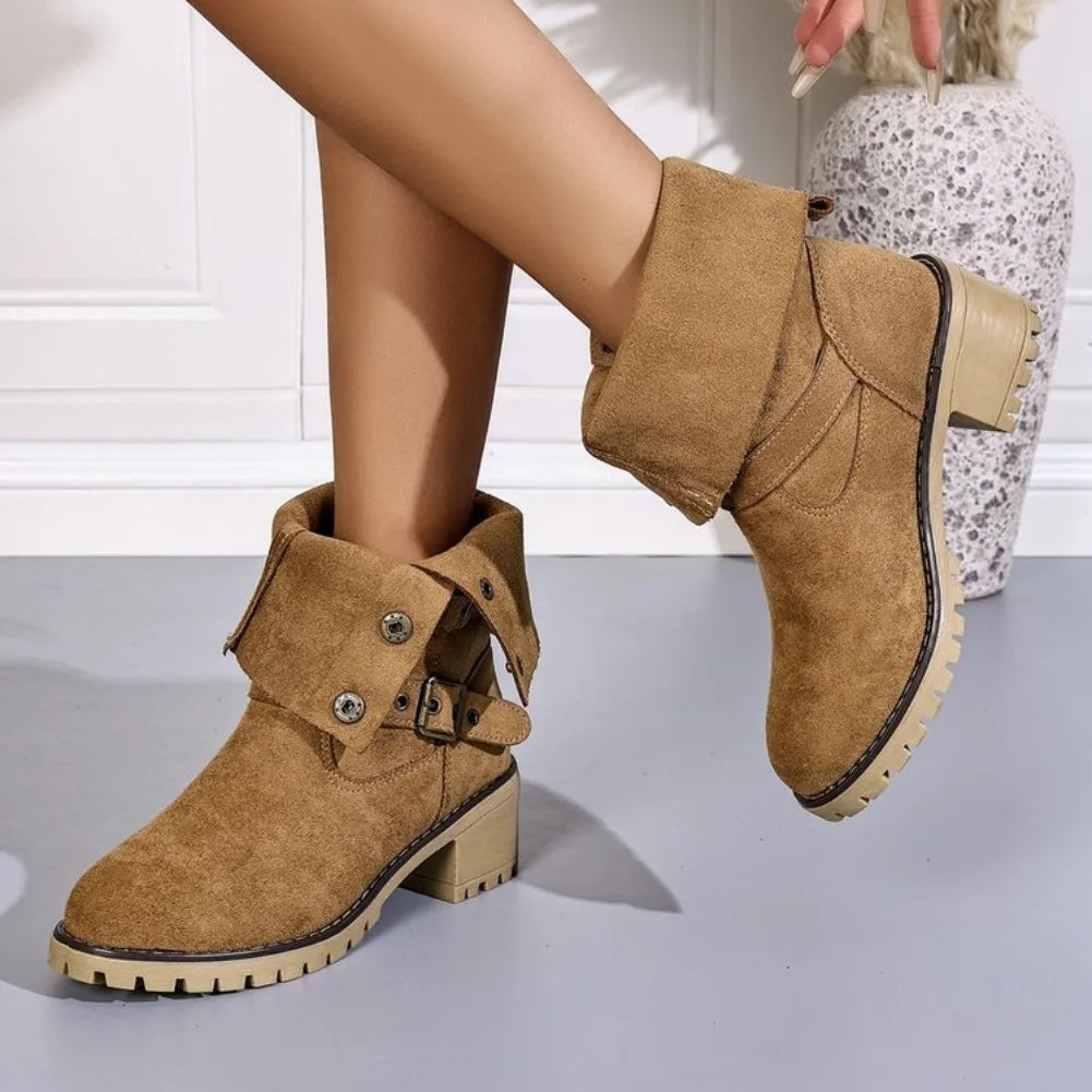 Women Boots Fashion Outdoor Comfortable Boots Trend Vintage Detachable Western Boots Women Solid High Quality Style Shoes Women