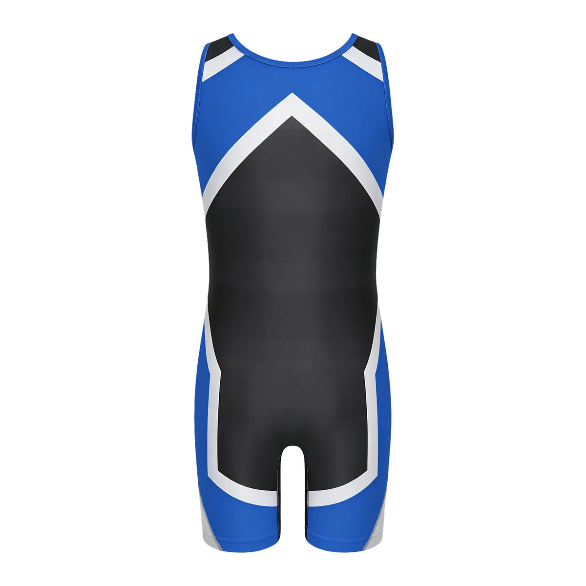 Kids Boys Wrestling Singlet Color Block Jumpsuit Quick-dry Sleeveless Thigh Length Bodysuit Sports Workout Exercise Cycling Set
