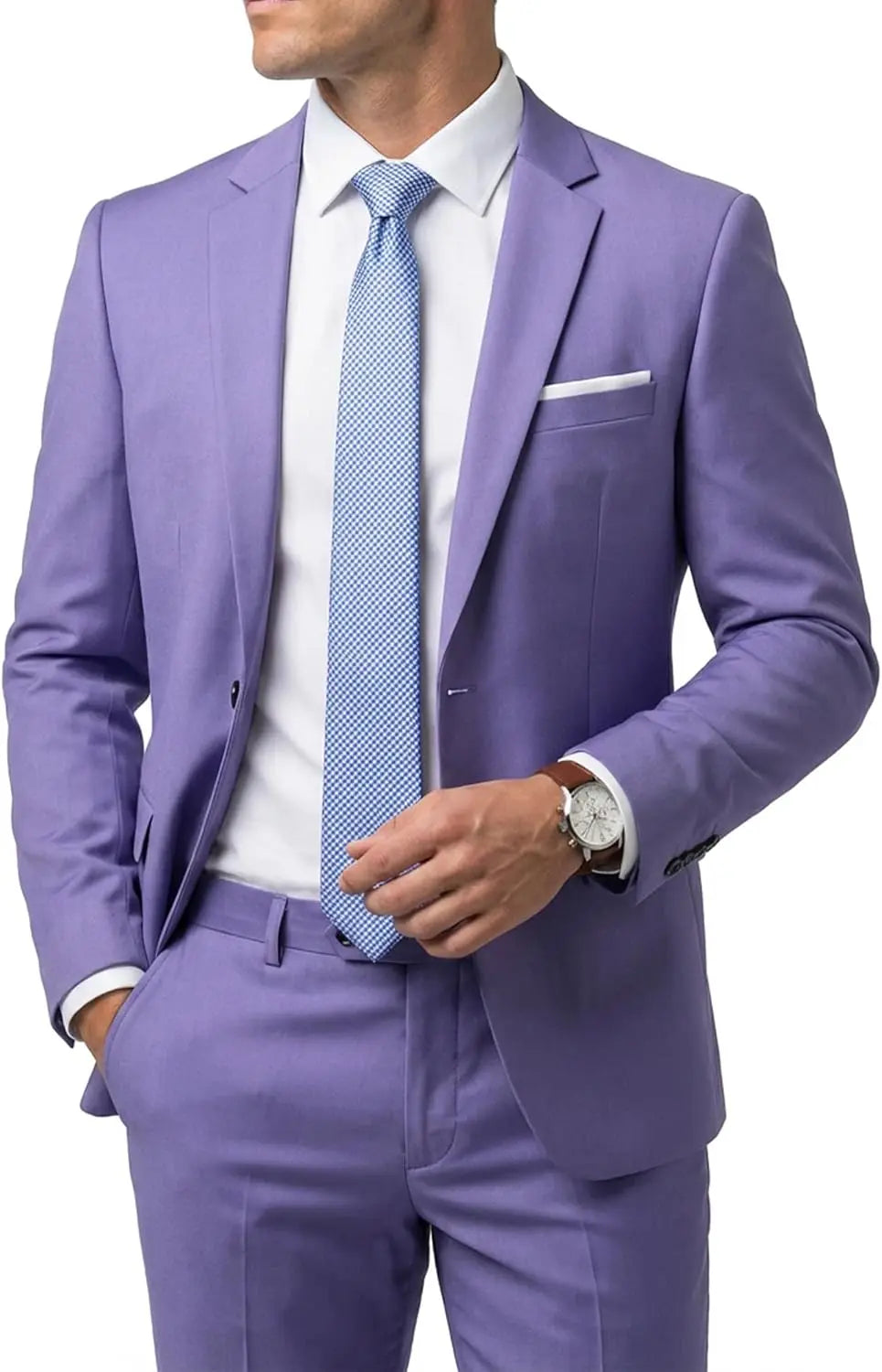 Men's 2 Piece Suit  One Button Slim Fit Solid Jacket  Pants Set Suits for Men Party Wedding Prom  Business