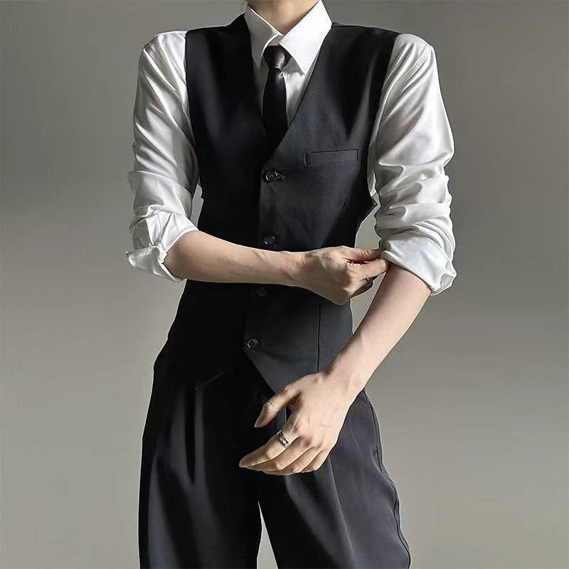 Unisex Black Grey Blazer Vest Edgy Slim Fit Suits Vest with High End Tailored Design for Men Women